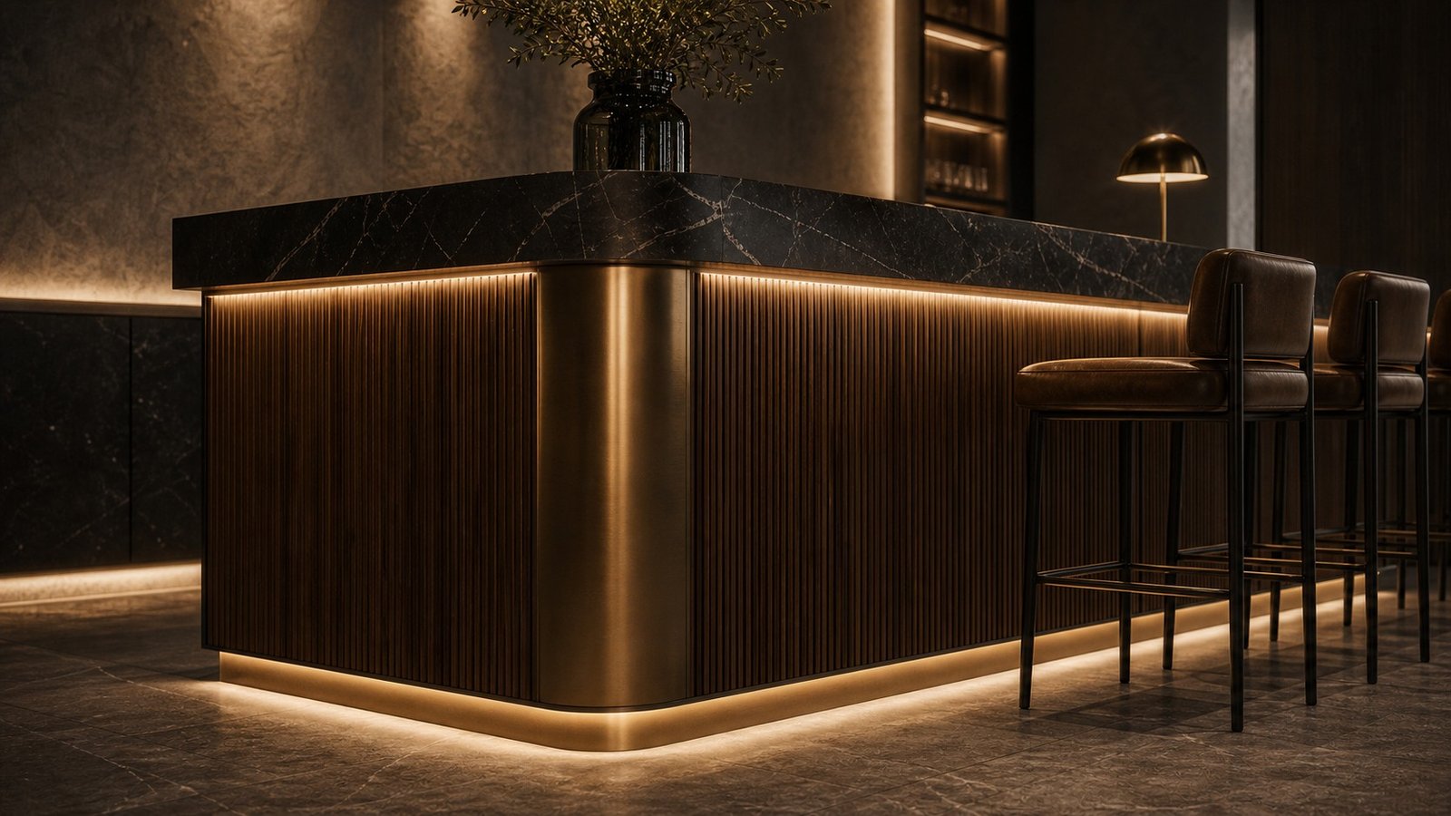 Commercial reception counter material detail